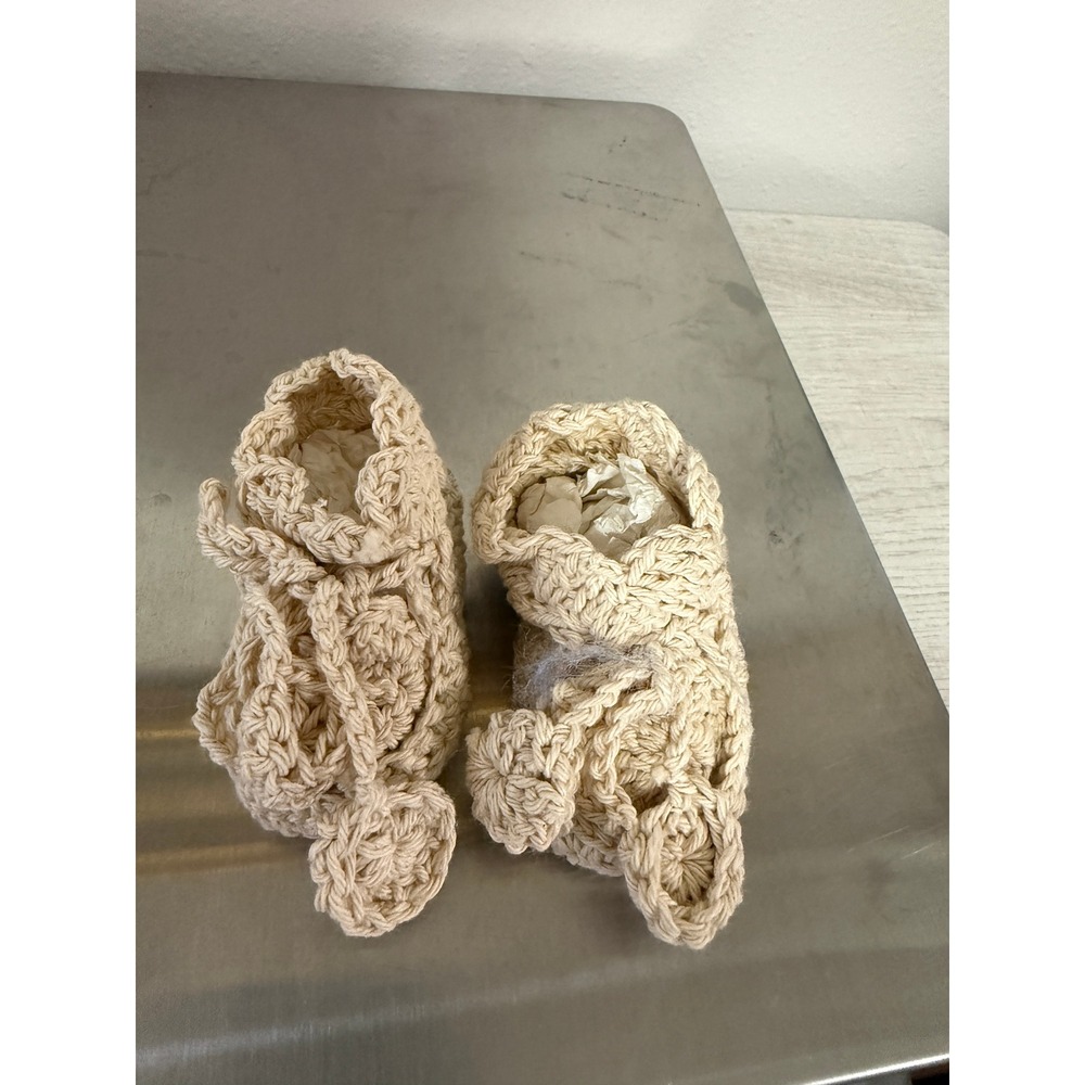 Handmade Crochet Baby‎ Booties Cream Knit Newborn Shoes
